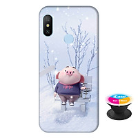 Ốp lưng nhựa dẻo dành cho Xiaomi Redmi 6 Pro in hình Heo Con Nghịch Tuyết - Tặng Popsocket in logo iCase - Hàng Chính Hãng