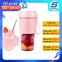 Máy xay sinh tố cầm tay mẫu mới SEASY SS28, Máy xay sinh tố mini đa năng, Xay đá, Xay thực phẩm, 4 lưỡi Inox 304 chống gỉ, Công suất mạnh 60W, Dung tích 400 ml, Tốc độ quay 12000 vòng/phút, Sạc USB di động – Hàng chính hãng
