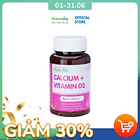 Viên bổ sung canxi hỗ trợ xương, răng Pharmacity Calcium + Vitamin D3 (Chai 60 viên)