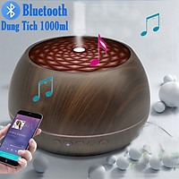 Máy Xông Tinh Dầu Có Loa Bluetooth Kết Nối Với Điện Thoại Nghe Nhạc Cực Hay, Máy Khuếch Tán Tinh Dầu Cho Phòng Lớn Thể Tích 1000ML, Có Remote Điều Khiển Từ Xa và Đèn LED Biến Đổi Màu Cực Đẹp