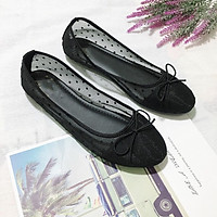 Giày bệt búp bê nữ phối lưới chấm bi xinh xắn-B4