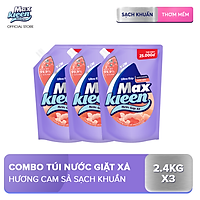 Combo 3 Túi Nước giặt xả MaxKleen Hương Cam Sả Sạch Khuẩn 2.4kg