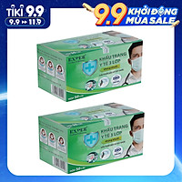 Combo 2 hộp khẩu trang y tế EXPER 3 lớp kháng khuẩn, mỗi hộp 50 cái. Sản phẩm khẩu trang y tế quai vải dán cao cấp công nghệ Nhật