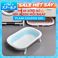 Chậu tắm cho bé gấp gọn kèm phao tắm cho trẻ sơ sinh từ 0-5 tuổi nhựa PP an toàn tiết kiệm diện tích