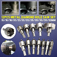 12Pcs 15mm-50mm Steel Tipped Hole Saw Drill Bit Metal Wood Cutter Alloy