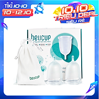 COMBO 2 bộ sản phẩm Cốc Nguyệt San BeU Cup TẶNG 1 hộp dung dịch vệ sinh BeU Care, chuẩn FDA HOA KỲ, 100% silicone Y Tế WACKER ĐỨC, HÀNG CHÍNH HÃNG