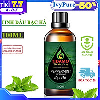 Tinh Dầu BẠC HÀ Nguyên Chất Nhập Khẩu 100ML - Tinh Dầu Xông Phòng Bạc Hà (Peppermint) Giúp Bảo Vệ Sức Khỏe, Kháng Khuẩn, Thư Giãn Tinh Thần và Xua Đuổi Côn Trùng. Thích Hợp Sử Dụng Với Máy Xông Tinh Dầu