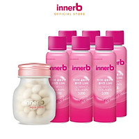 Bộ đôi giữ ẩm, sáng da InnerB Aqua Bank lọ 56 viên & nước uống Collagen hộp 6 chai (50ml*6) - Sản Phẩm Chính Hãng