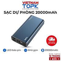 Sạc dự phòng 20000mAh TOPK I2006P PD QC 3.0 18W 3 đầu ra - Hàng chính hãng