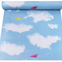 Cuộn 5m giấy dán tường mây xanh có keo sẵn khổ rộng 45cm, giấy decal dán tường màu xanh da trời