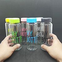 Combo 6 Chai Thủy Tinh đựng nước MY BOTTLE 500ML đủ màu sắc - Nắp nhựa đủ màu theo chai (Bình đựng nước thủy tinh, đựng sữa - Chai đựng nước ép)