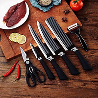 Bộ dao Nhật lượn sóng Bộ dao Nhật 6 món cao cấp công nghệ Nhật Asakh