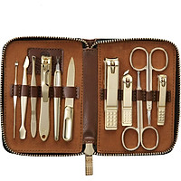777 (THREE SEVEN) nail clipper set nail clippers repair capacity combination manicure beauty care tools gifts fashion portable 11 sets of NTS-8306G brown (import)