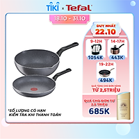 Combo Chảo chiên Tefal Natura B2260295 20cm & Chảo chiên sâu lòng Tefal Natura B2266495 24cm - Dùng được trên bếp gas/ bếp hồng ngoại - Công nghệ báo nhiệt thông minh - Hàng chính hãng