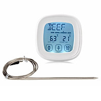 Digital Meat Thermometer LCD Touchscreen Barbecue Timer Food Cooking Thermometer Probe Steak BBQ Temperature Gauge