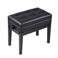 Wooden Adjustable Piano Bench Stool Soft Cushion Padded with Sheet Music Storage Black