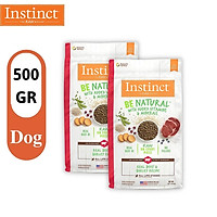 COMBO 2 GÓI 500g Thức ăn cho chó mọi độ tuổi từ thịt bò và lúa mạch Instinct Be Natural Real Beef (Túi 500g)