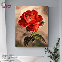 Tranh tô màu theo số sơn dầu số hóa Cành hoa hồng HL0983