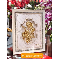 Tranh hoa hồng dát vàng (27x34cm) MT Gold Art- Hàng chính hãng, trang trí nhà cửa, phòng làm việc, quà tặng sếp, đối tác, khách hàng, tân gia, khai trương