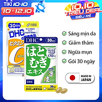 Combo SÁNG DA - MỜ THÂM DHC Nhật Bản gồm viên uống vitamin C và viên uống trắng da 30 ngày JN-DHC-CB1