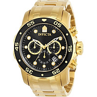 Invicta Men's 0072 Pro Diver Collection Chronograph 18k Gold-Plated Watch, Gold/Black
