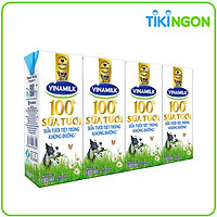 Lốc 4 hộp Sữa Tươi Tiệt Trùng Vinamilk 100% Không Đường 180ml