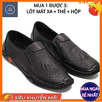 Giày lười da bò, Giày mọi nam da bò nguyên tấm cao cấp đế cao su đúc cực bền đẹp phong cách trẻ trung - Mã GEA 12