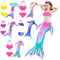 3pcs/set Children Girl Mermaid Swimsuit Mermaid Tail Costume Swimming Wear