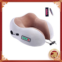 Gối Massage Cổ Hồng Ngoại, Mát Xa Du Lịch Không Dây (Đeo cổ) - Pin 2000 mAh - Tặng Kèm Máy 1 Massage Cầm Tay Mini| Sử dụng liệu pháp massage Shiatsu Nhật Bản