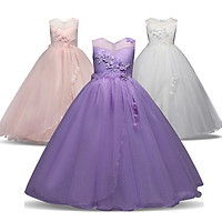 Children's Festival Wedding Princess Embroidered Long Dress for Girls