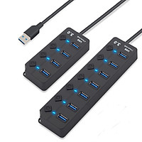 4 / 7 Port USB 3.0 Hub Splitter USB Hub 3.0 with Individual Power Switches LED Indicator EU US Power Adapter