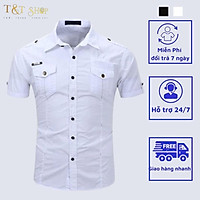 Áo sơ mi, Áo sơ mi nam cộc tay, 2 túi ngực, đường thêu trước ngực, tạo điểm nhấn cho chiếc áo của bạn, cách điệu H40