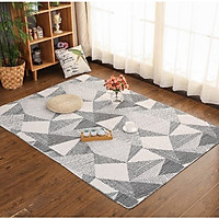 Thảm Cotton Lót Sàn Trang Trí Nhật Bản Xám Hình Học