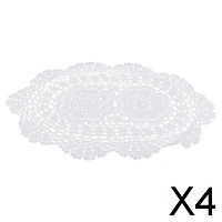 4xOval Shapes White Crochet Cotton Lace Doily Table Placemats Doilies Mat