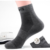 Langsha socks men's cotton tube summer thin section breathable sweat-absorbent antibacterial cotton sports socks summer men's socks black 3 dark hemp gray 3