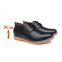 Giày Cao Nam T&TRA Tăng Cao 5Cm- T68 Đen- Chất Liệu Da Bò Cao Cấp, Đế Cao Su Đúc, Phần Tăng Cao Ẩn Bên Trong