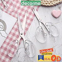 Kéo cắt giấy cán cầm Trong suốt Decorme Kéo trong suốt basic phong cách Hàn Quốc