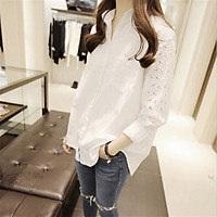 Áo sơ mi nữ form rộng tay ren lỗ trẻ trung ArcticHunter, thời trang thương hiệu chính hãng