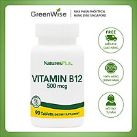 Viên Uống Sức Khỏe Cung Cấp Vitamin B12 Hỗ Trợ Tuần Hoàn Máu Não Nature's Plus - Hộp 90 viên x 500mcg