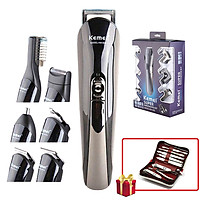 Bộ kit tông đơ đa năng 6in1 KEMEI KM-600 chuyên dùng để cắt tóc, chấn viền, cạo râu, tỉa lông mũi, cạo lông mày... kèm đế cất giữ tiện lợi