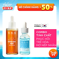 Combo Tinh Chất Phục Hồi, Trẻ Hóa Da, Mờ Nếp Nhăn GGG Uniq Booster Chaga 100 Ampoule & Rejuvenating 50ml & 30ml