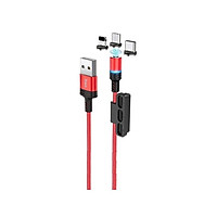 Cáp sạc nam châm 2A Hoco DU03 thay đổi 3 đầu Lightning/Type-C/Micro đầu sạc từ tính dễ sử dụng ( có 2 màu ) - Hàng chính hãng