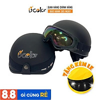 Mũ Bảo Hiểm Nửa Đầu Màu Đen Nhám Kèm Kính Thời Trang Chính Hãng B'COLOR