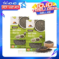 Combo 2 hộp Hạt Chia Đen Hữu Cơ Smile Nuts 500g - Nhập khẩu từ Nam Mỹ (Hạt Chia 100% Organic, hạt sáng, nở đều, không lẫn tạp chất)
