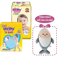 Combo 1 Tã Quần UniDry + 1 Tã Quần Siêu Mỏng UniDry Ultrathin Gói Cực Đại Size XXL56 (56 Miếng/Gói) - Tặng 1 Gối Ôm Cá Mập