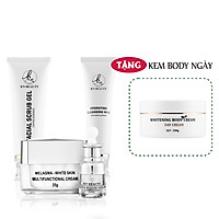 Bộ 4 bước chăm sóc da Trắng sáng Ngừa Nám KN Beauty chuyên sâu: Kem dưỡng + Serum + Sữa rửa mặt + Tẩy tế bào chết (Tặng Body Bơ Ngày)