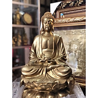 Tượng Phật Thích Ca bằng đồng, tuong phat tho cung, duc tuong phat ngoi dai sen cao 45cm