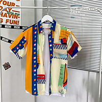 Men's short-sleeved T-shirt with high-quality print standing collar Short-sleeved shirt (M-3XL)