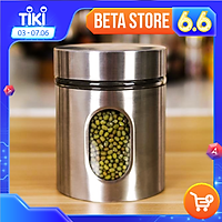 Hộp Đựng Thực Phẩm Bằng Thủy Tinh Bọc Inox Hình Trụ Tròn Cao Cấp Chống Ẩm Mốc Tốt, Siêu Bền - Hàng Chính Hãng