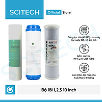 Bộ lõi lọc nước số 1,2,3 (PP-UDF-CTO) 10 inch dùng trong máy lọc nước RO, bộ lọc thô - Hàng chính hãng